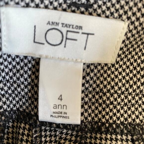 Ann Taylor LOFT Black Cream Micro Houndstooth Cropped Capri Pants Women's Size 4 - Picture 8 of 10